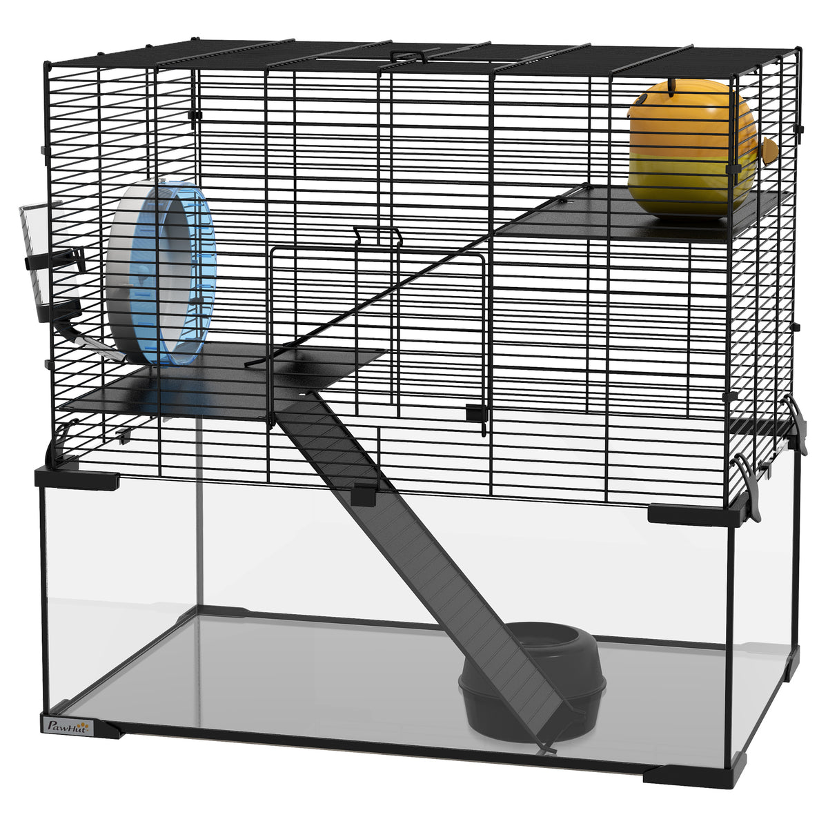 Three-Tier Hamster Cage with Glass Basin