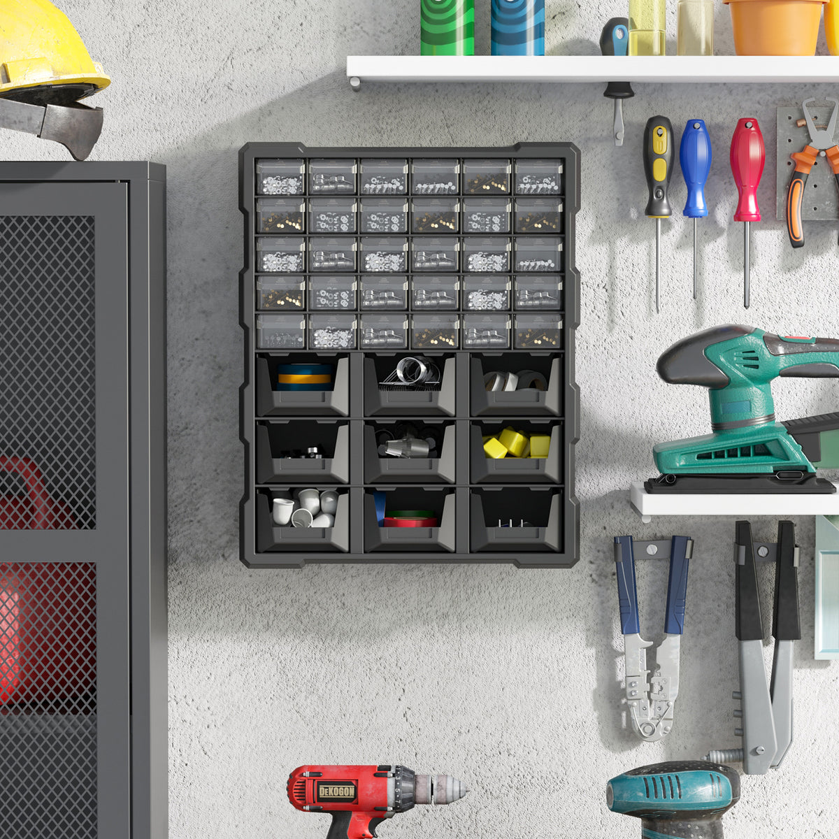 39-Drawer Parts Organizer Cabinet Wall Mount