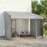 Wall-Mounted Steel Pergola 10x10 ft with Curtains