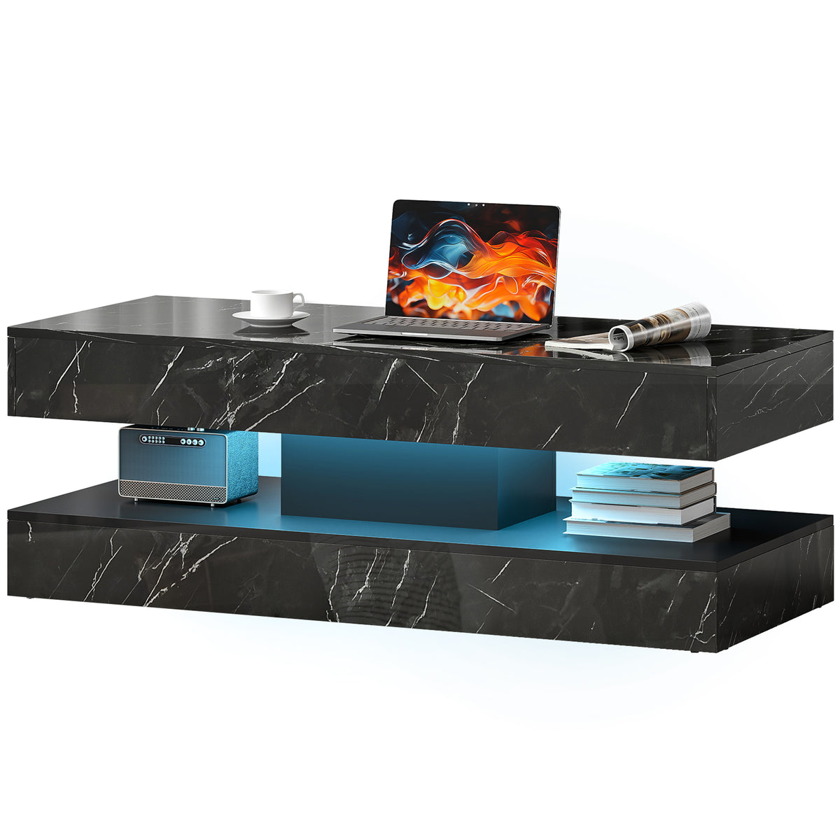 Coffee Table with Adjustable RGB LED Lighting