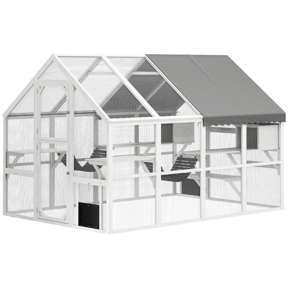 Outdoor cat enclosure wooden with canopy 56 sq ft