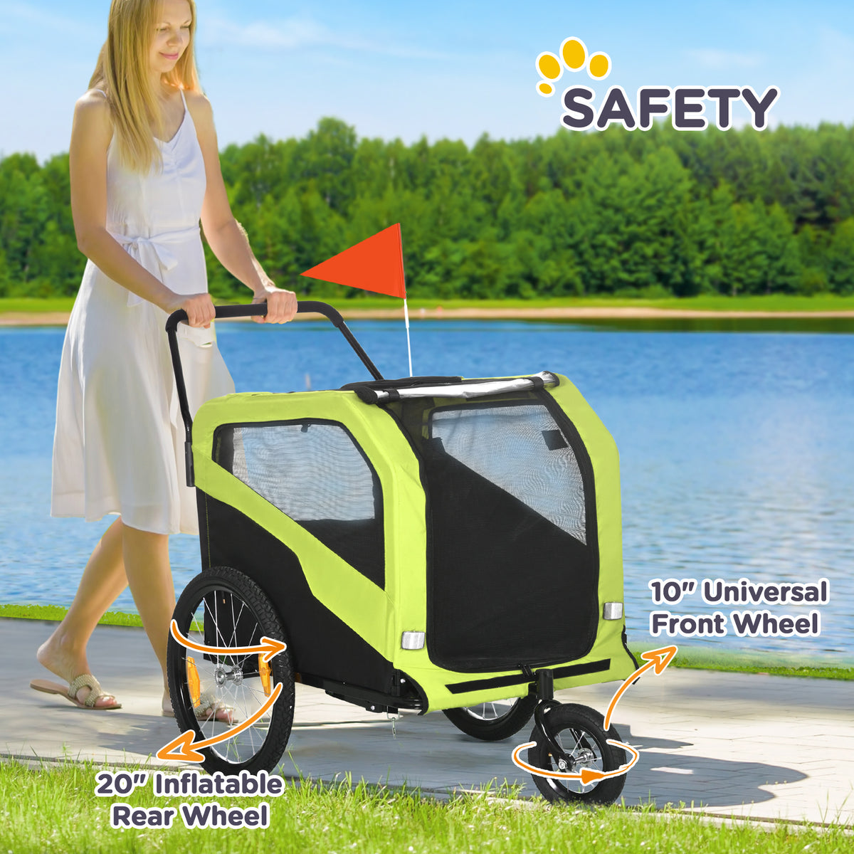 Dog Bike Trailer 2-in-1 Large Dogs 30 kg