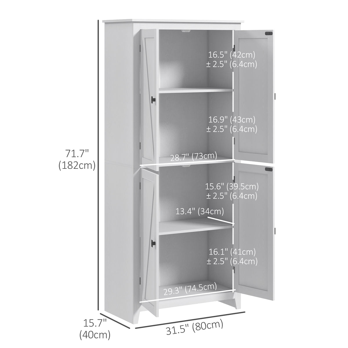 Tall Barn Door Pantry Cabinet 4 Doors