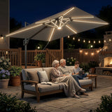 Offset Cantilever Patio Umbrella with Solar Lights UPF50+