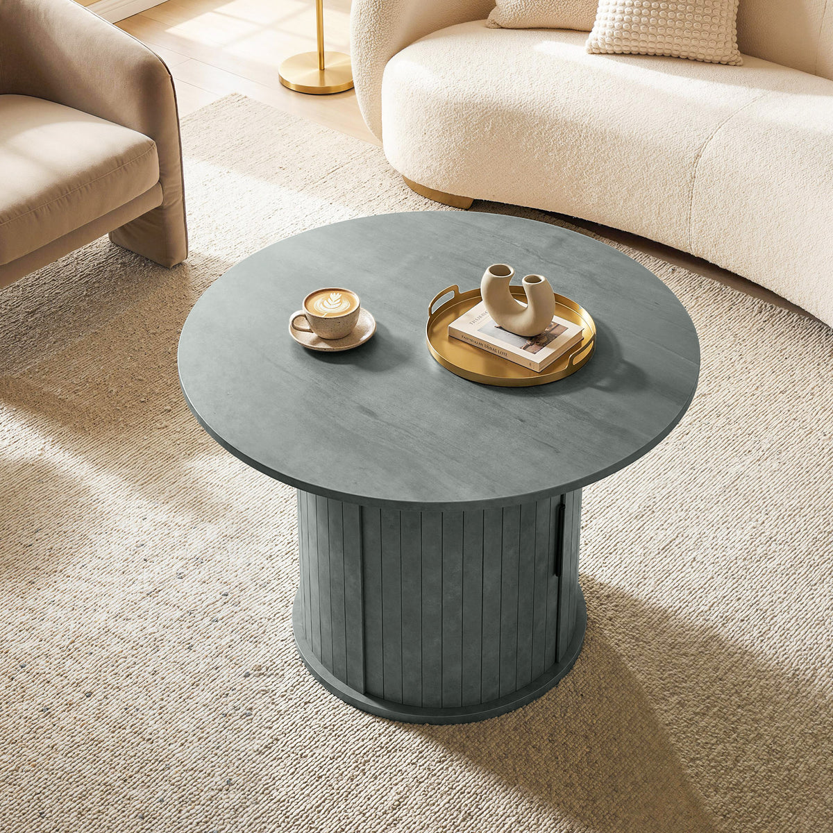 Round coffee table hidden storage 31.5 inch