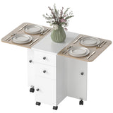 Drop leaf folding dining table with storage — Wheels