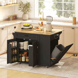 Portable kitchen island cart with charging station and drop leaf