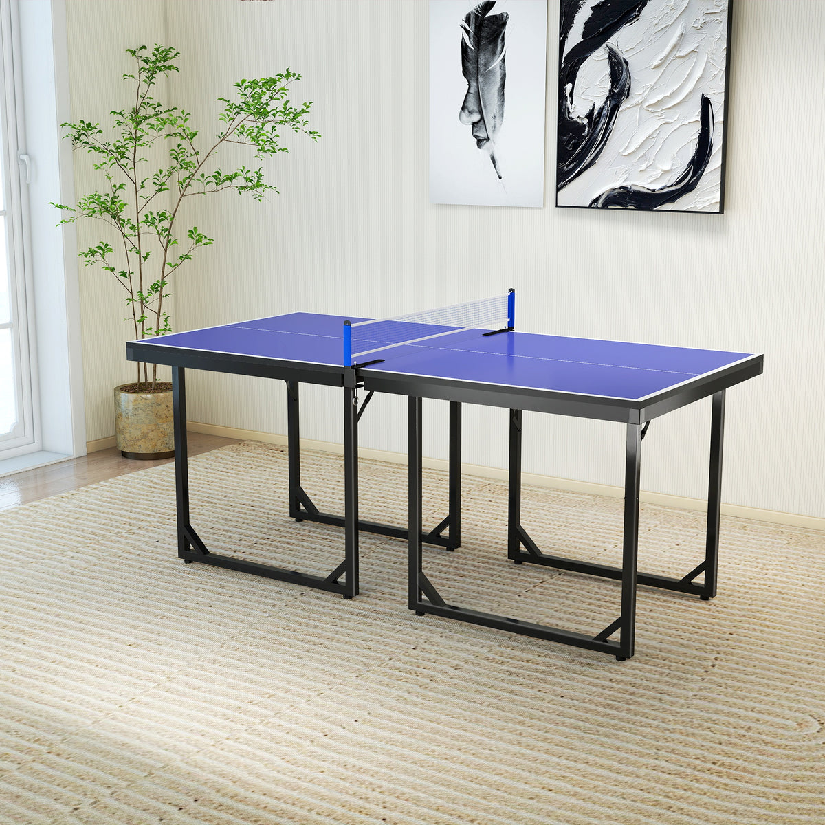 Compact Folding Ping-Pong Table Multi-Use 6x3ft