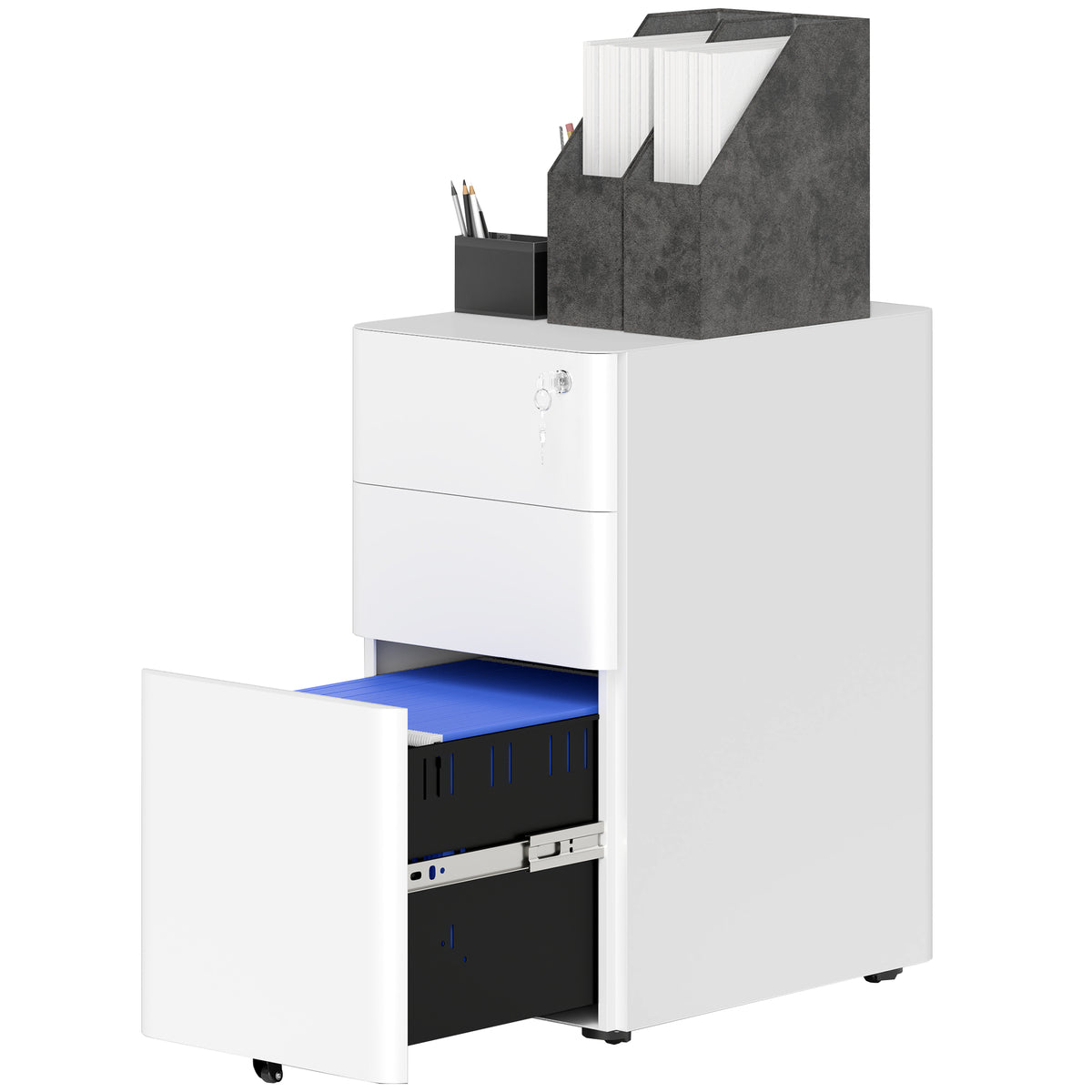 3 Drawer Steel Lockable Office Filing Cabinet