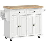 Rolling kitchen island with storage and wood top