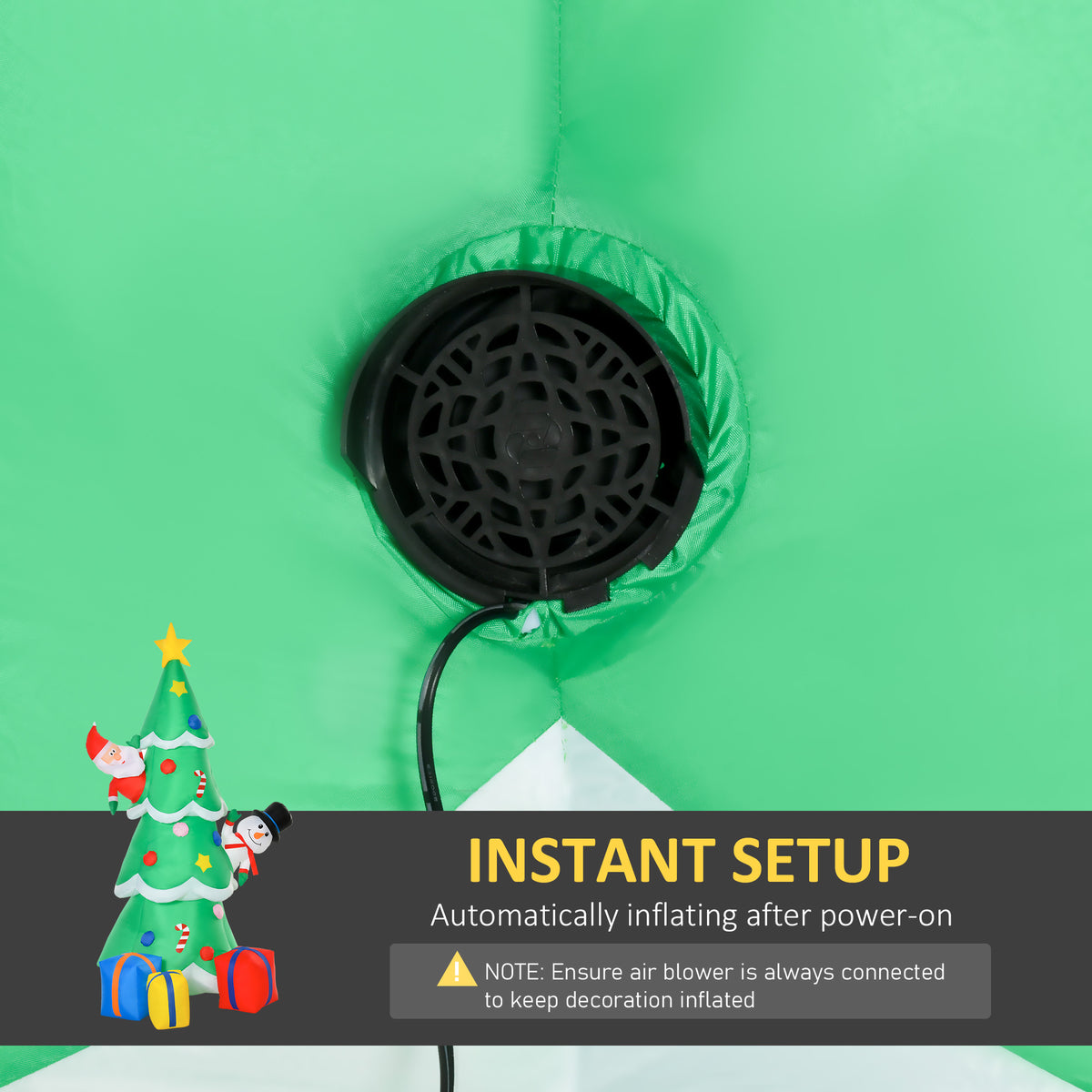 Inflatable Christmas Tree with LED Lights, Santa and Dog
