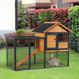 Outdoor Wooden Rabbit Hutch 48" — Yellow