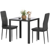 Dining set 3-piece rectangular glass table with chairs