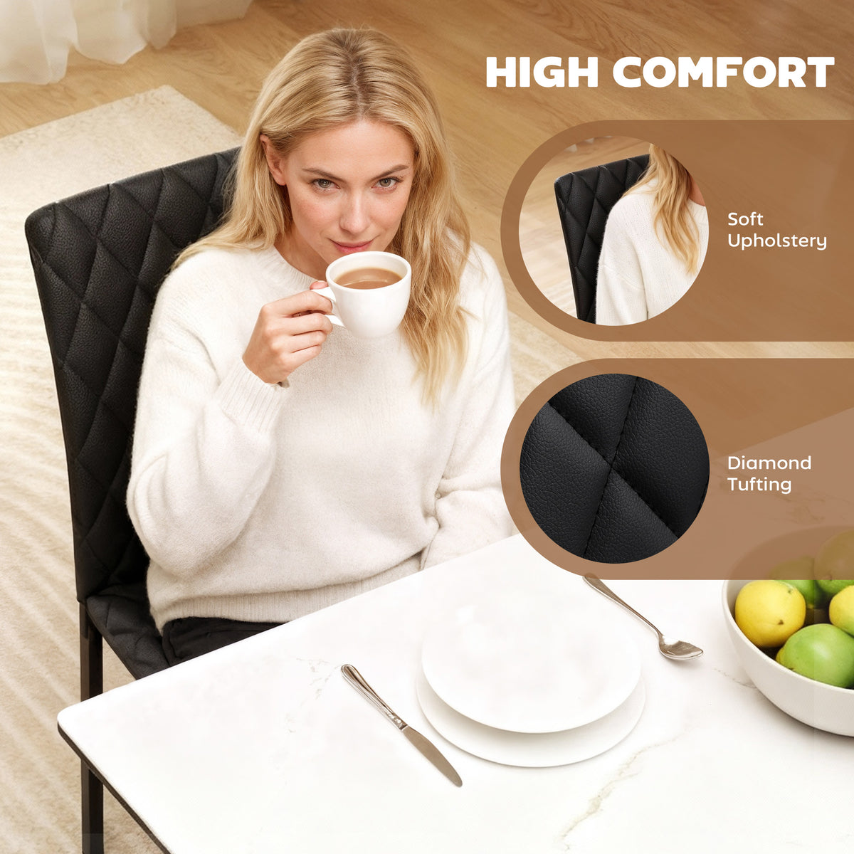 Juego de 4 sillas de comedor tapizadas