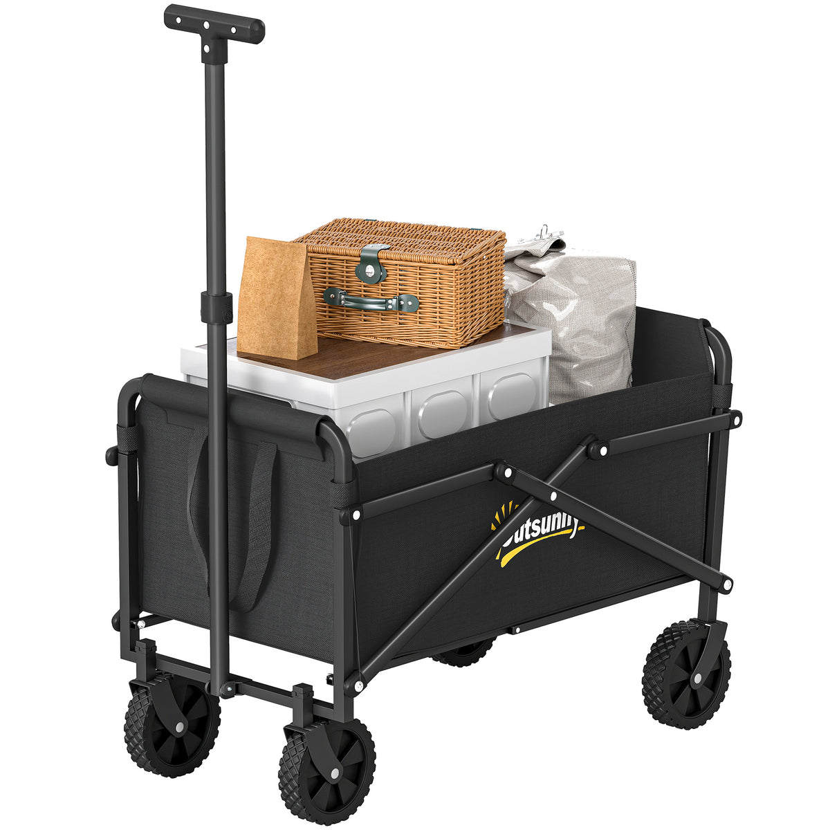 Collapsible garden cart 62 L — black