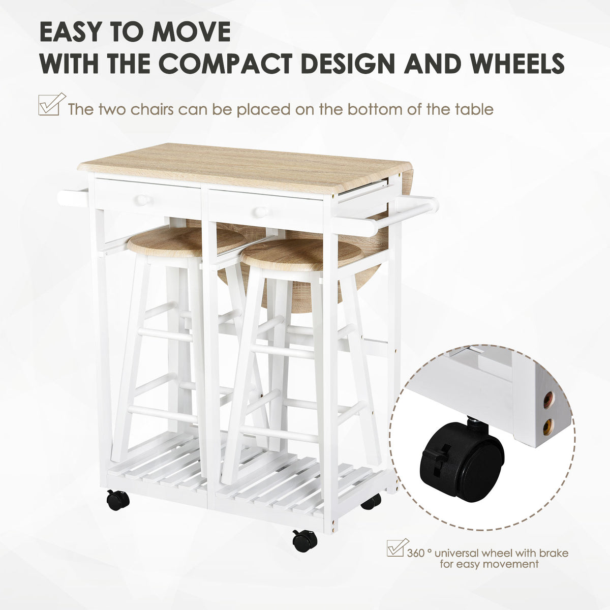 Drop leaf kitchen trolley — Set of 3