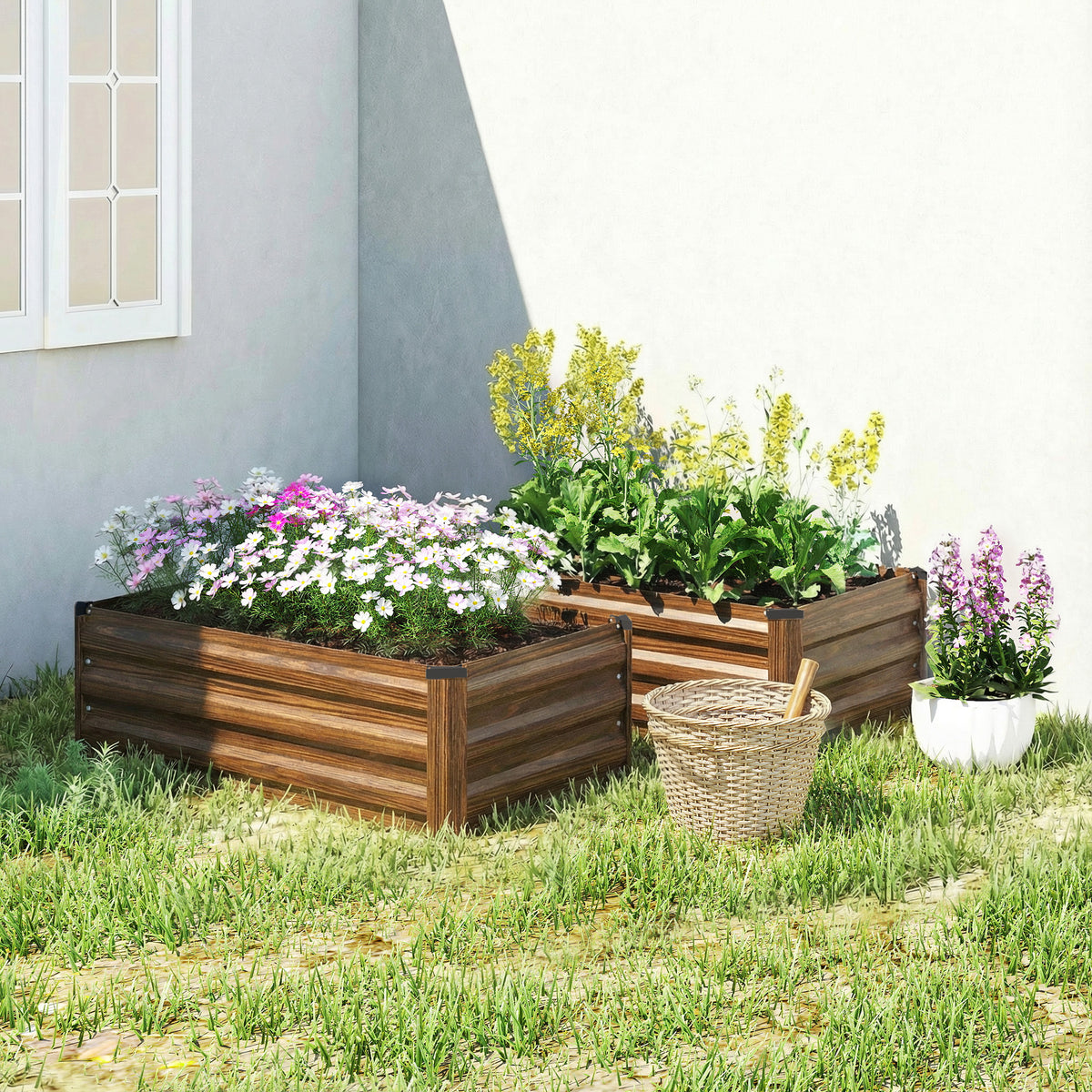 Galvanized Raised Garden Beds Set of 2 Outdoor