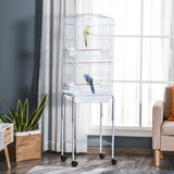 Rolling Bird Cage with Play Top and Storage Shelf