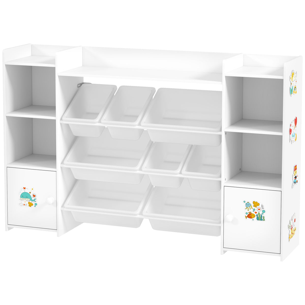 Organizador de juguetes con 8 contenedores extraíbles — Blanco