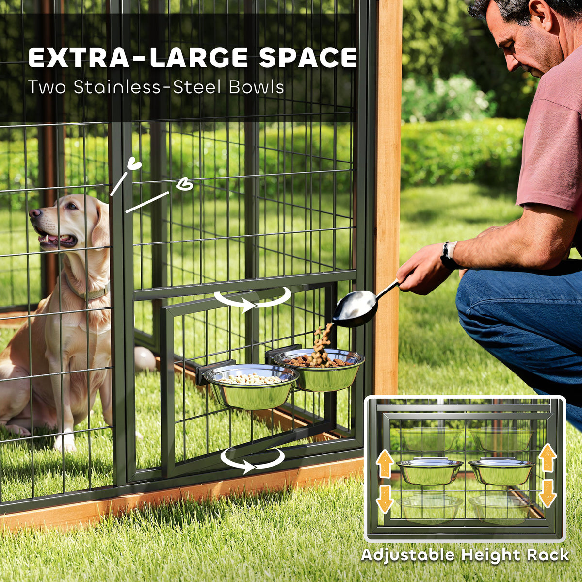 Caseta para perros de 218 cm con diseño walk-in — Amarillo