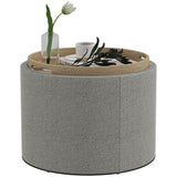 Round Coffee Table with Hidden Storage and Tray Top