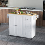 Kitchen Island on Wheels with Drop Leaf and Drawers
