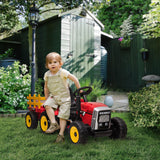 12V Kids Electric Ride-On Tractor with Trailer