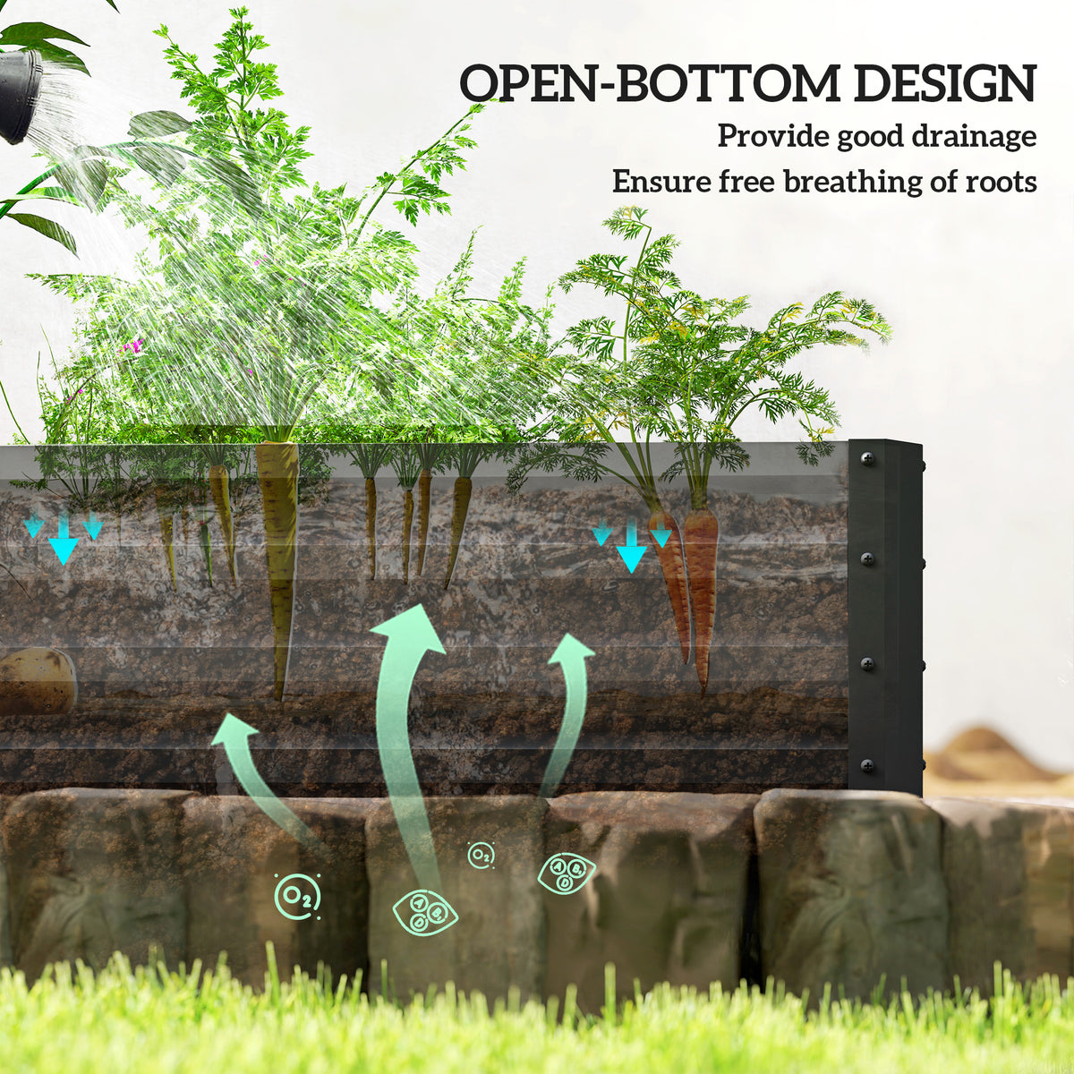 L-Shaped Raised Garden Bed 208 cm Galvanized Steel