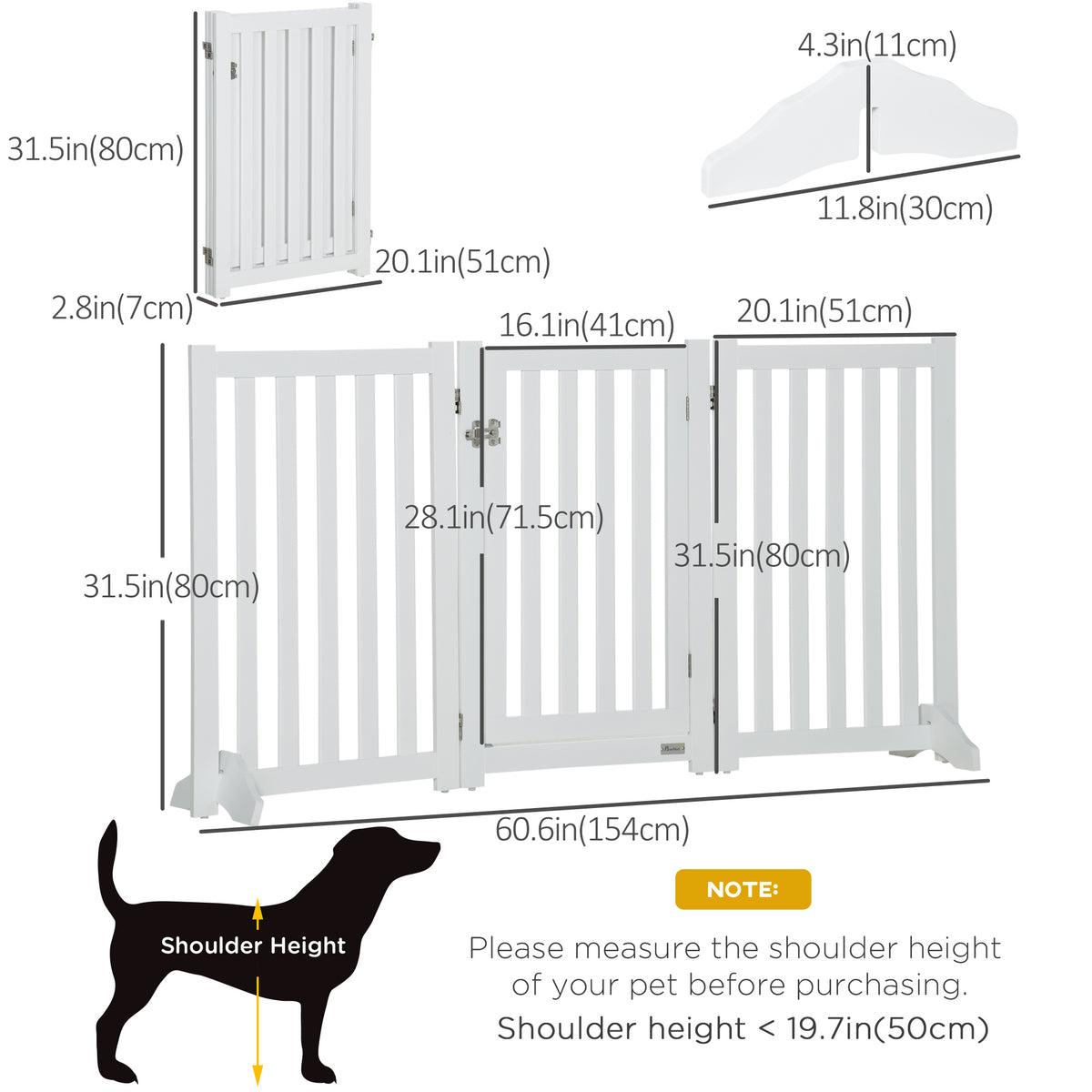 Foldable Dog Gate 3 Panels with Door