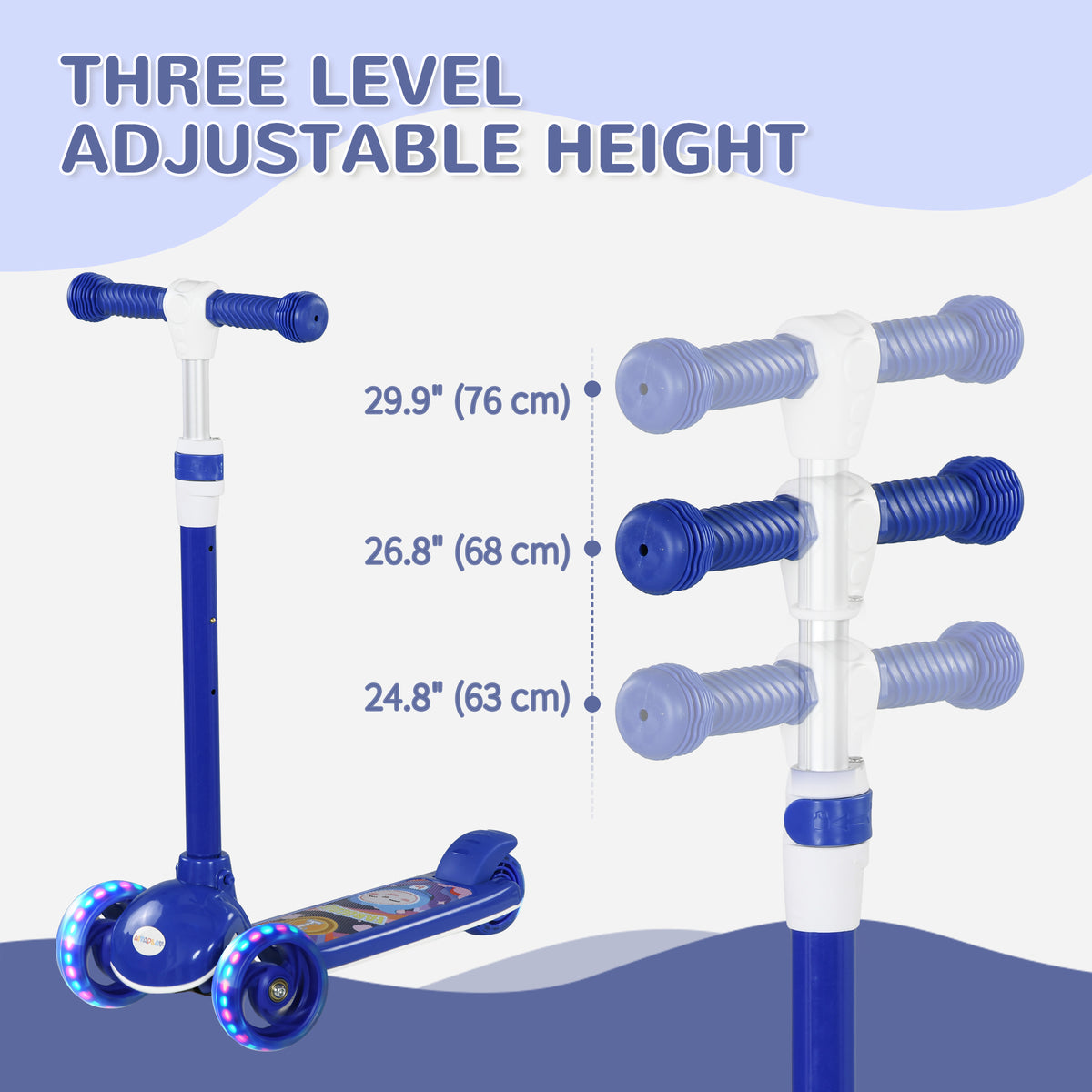 Patinete infantil ajustable de tres ruedas