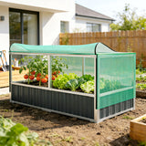 174x90x70cm Steel Raised Garden Bed with Cover Grey