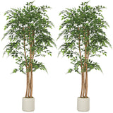 Artificial banyan tree realistic foliage — Set of 2