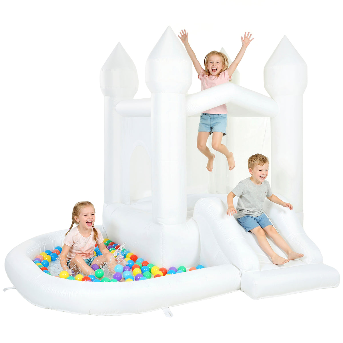 3-in-1 Inflatable Bounce House with Slide and Ball Pit