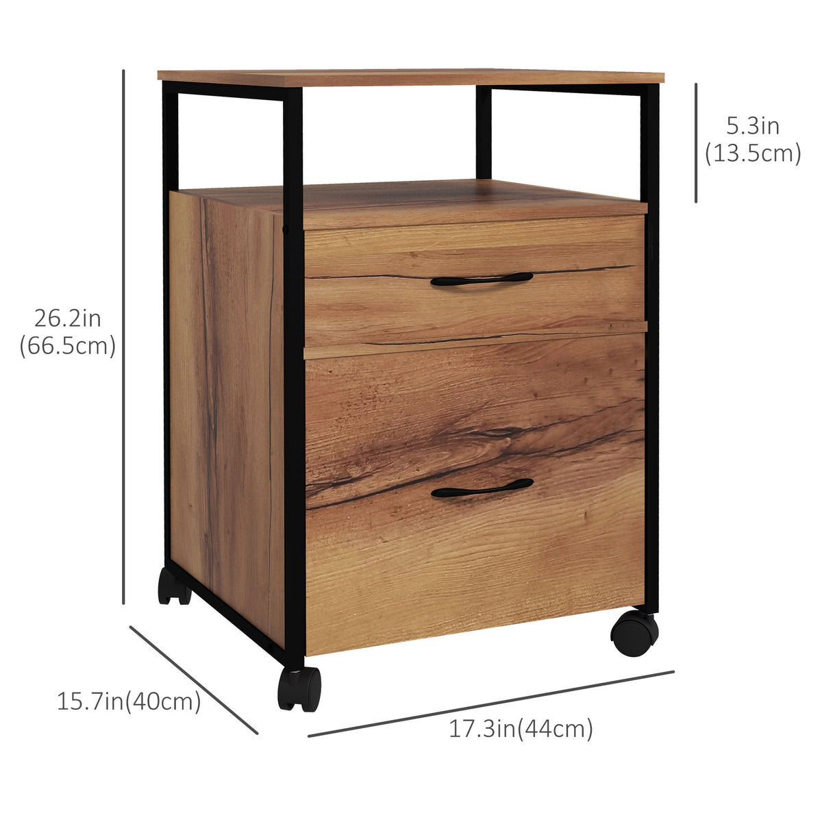 Industrial rolling vertical filing cabinet with drawers