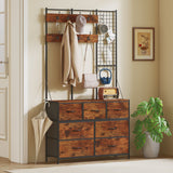 4-in-1 Hall Tree with 7-Drawer Dresser and Hooks