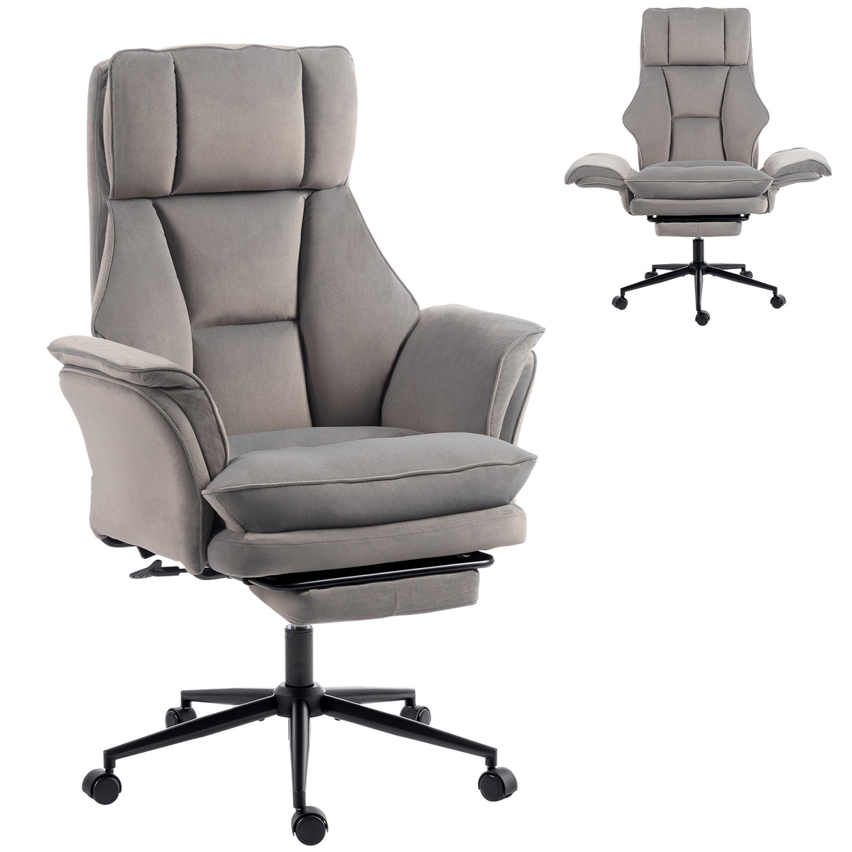 Silla de oficina ergonómica reclinable con reposapiés