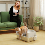 Stainless steel cat litter box with lid