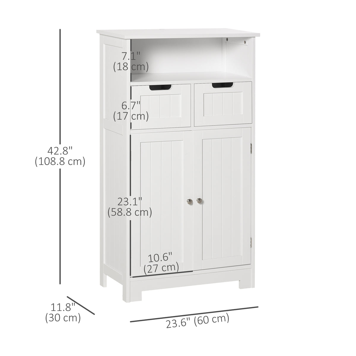 Mueble de baño con patas y cajones