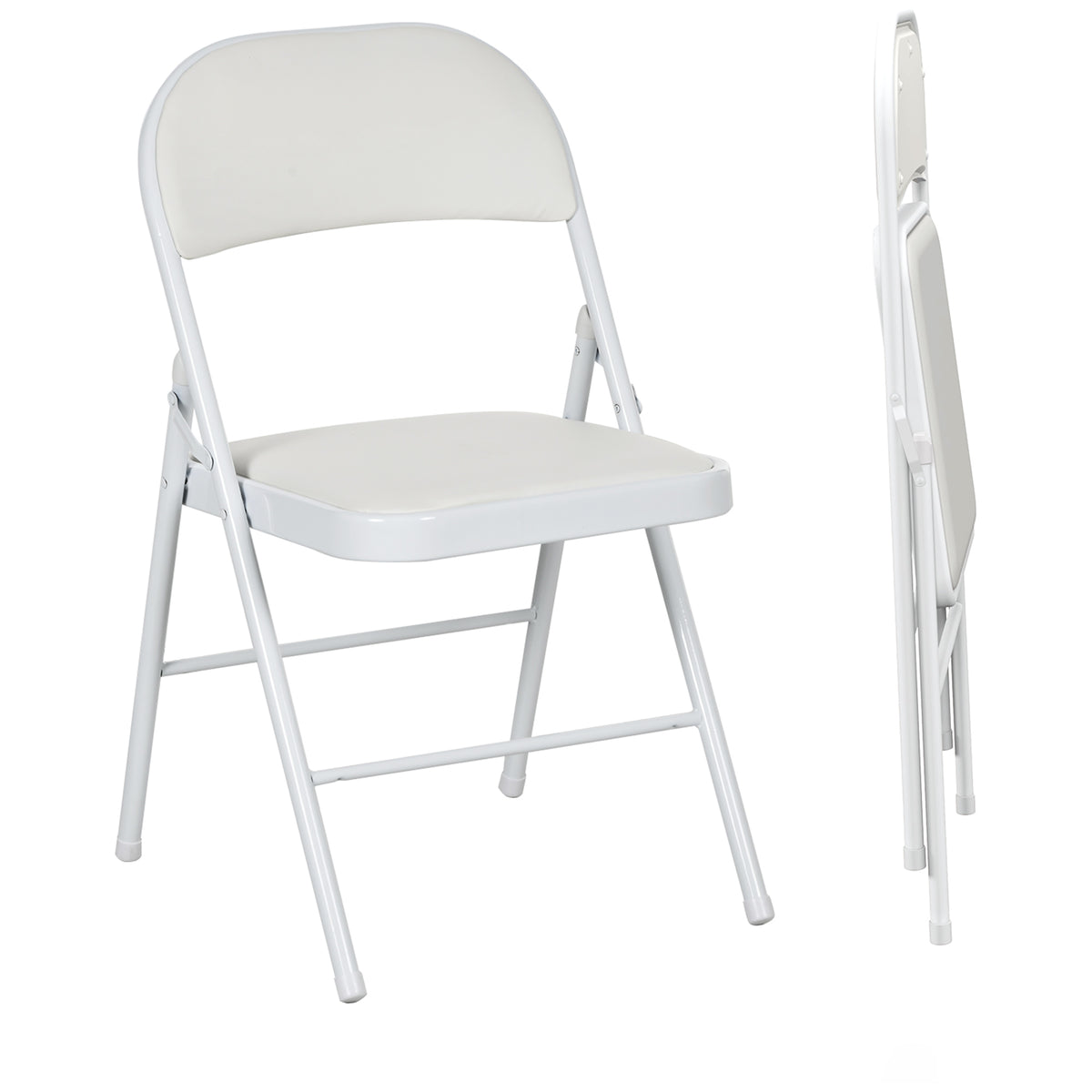 Foldable Padded Faux Leather Dining Chairs — Set of 2