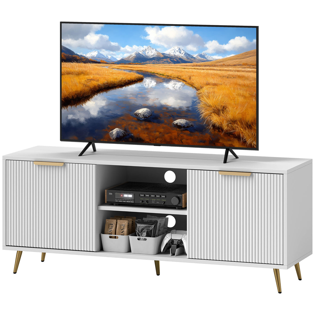 TV Stand Modern with Storage 55 Inch