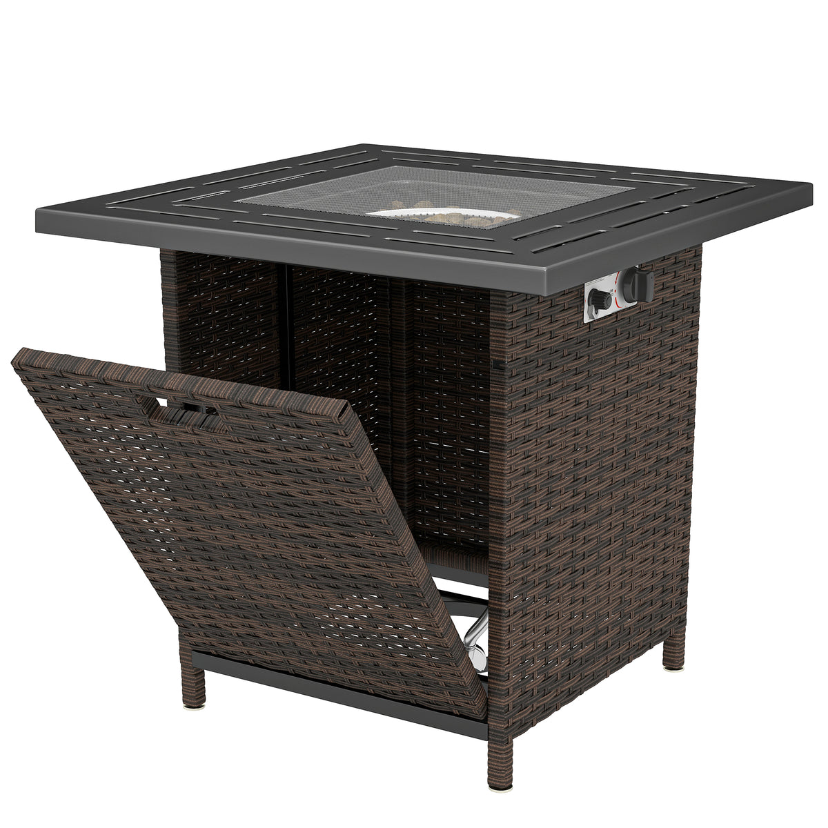 Mesa de fuego de propano cuadrada de 40 000 BTU en ratán