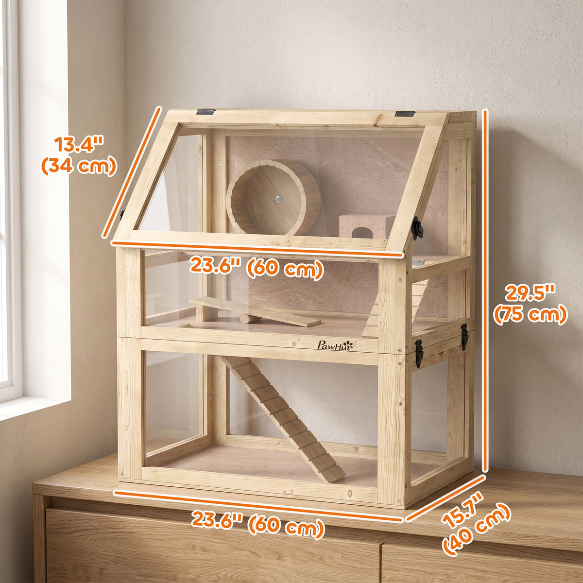 Wooden hamster cage