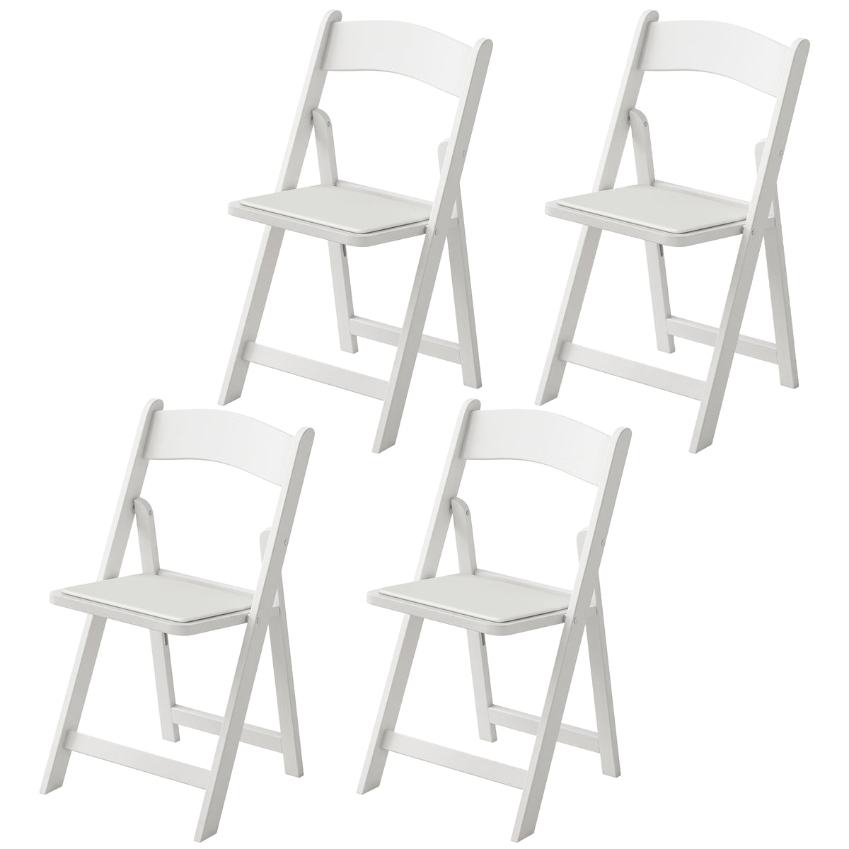 Padded Folding Resin Chairs, Set of 4