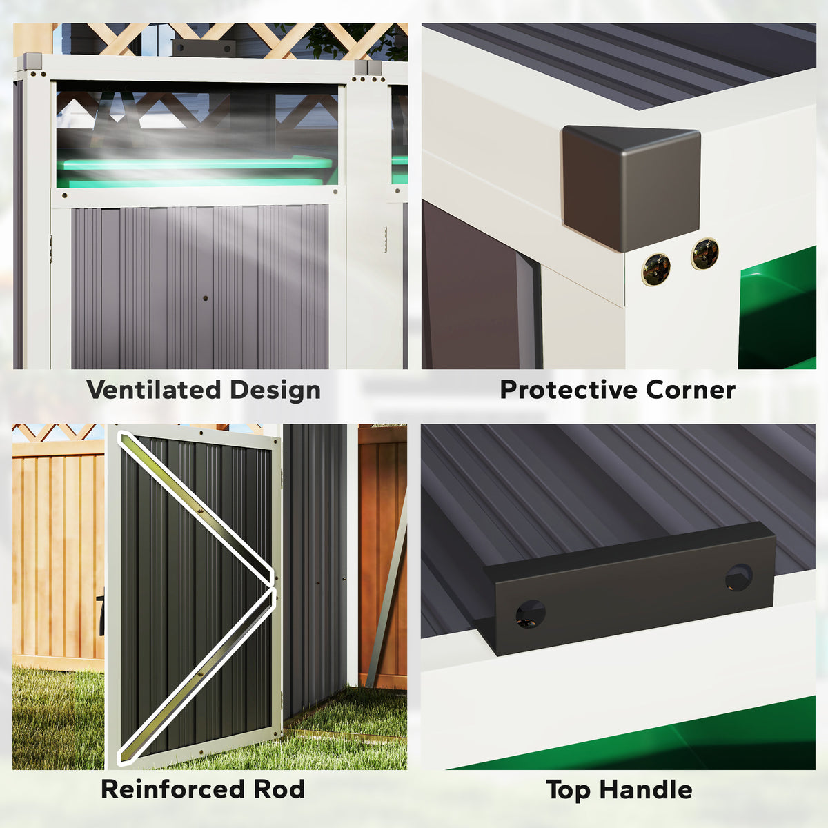 Double Garbage Bin Shed Lockable — Dark Grey