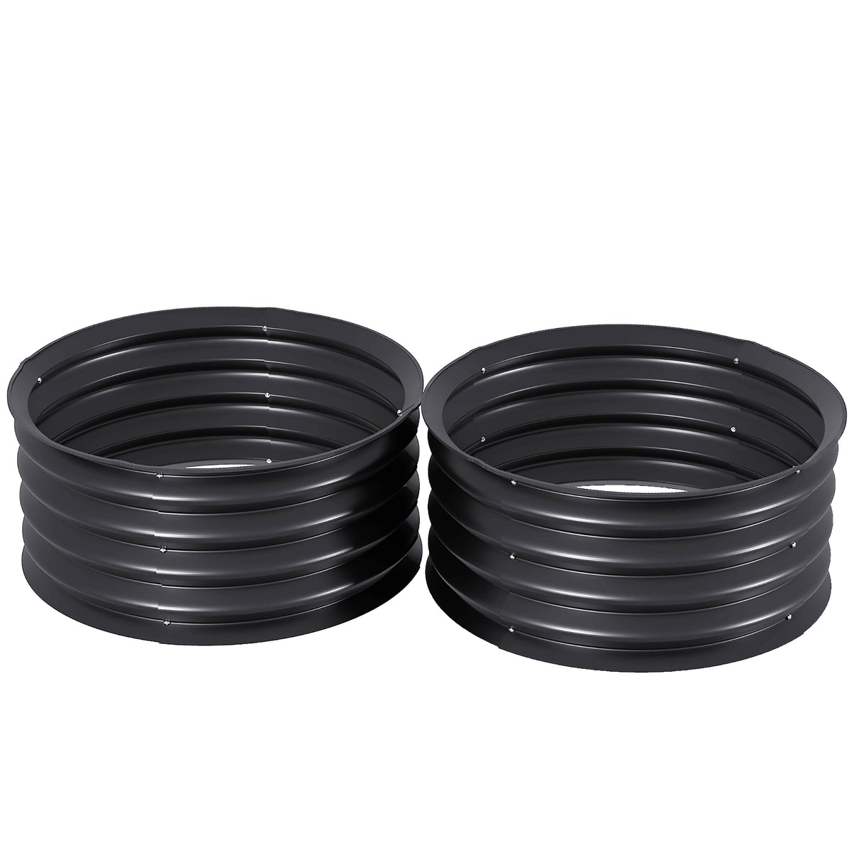 Set of 2 Raised Garden Beds Galvanised Steel Safety