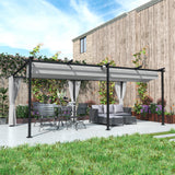 Retractable Metal Pergola with Side Curtains