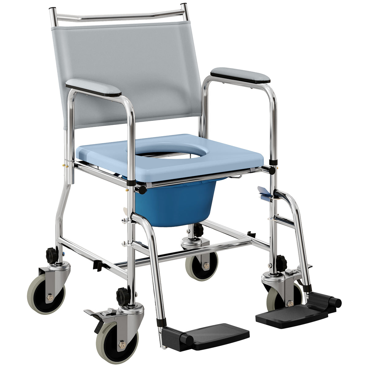 Rolling shower chair 4-in-1 — grey