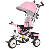 6-in-1 Toddler Tricycle with Basket and Safety Harness
