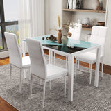 5-Piece Dining Set Tempered Glass Top Metal Frame