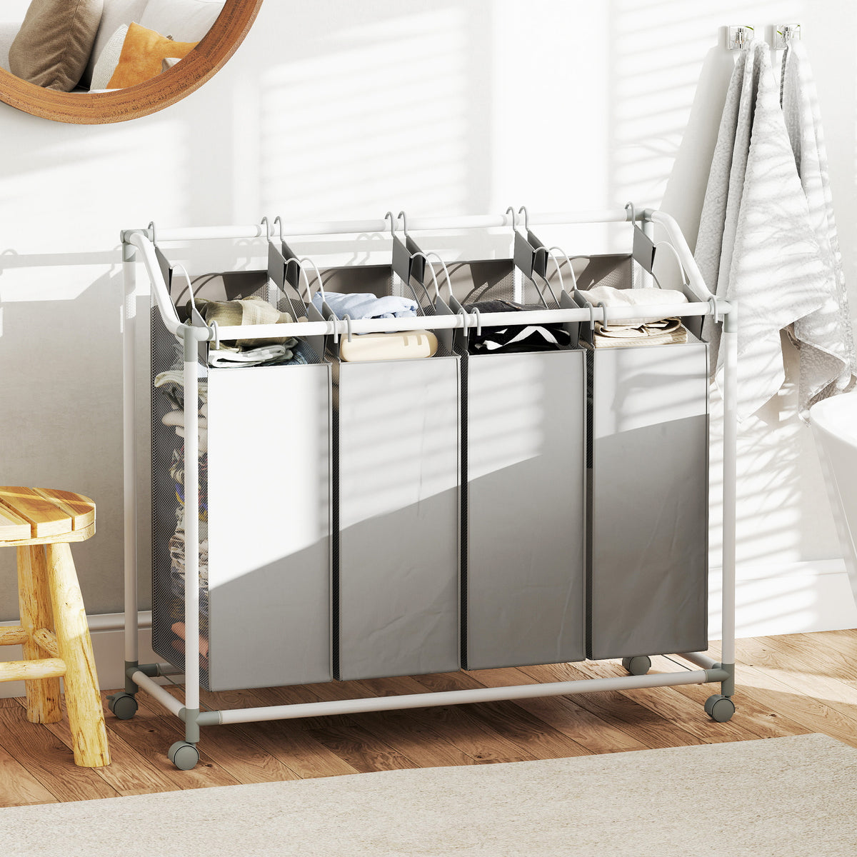 Rolling Laundry Hamper 160L
